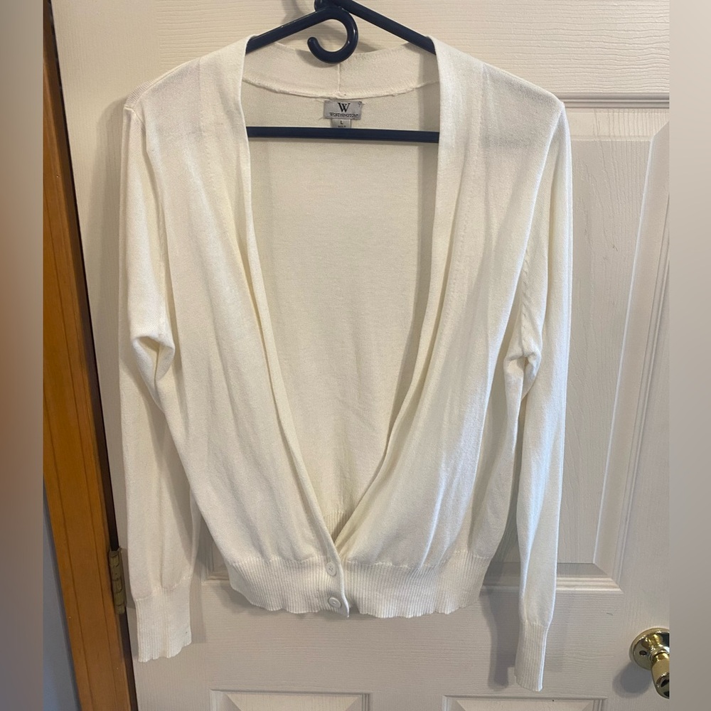Worthington White Sweater w/ Bottom Buttons